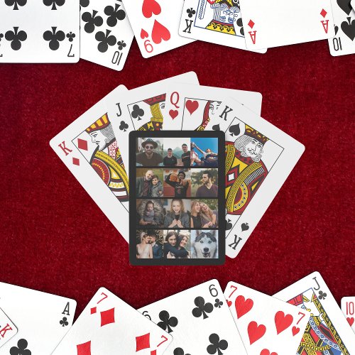 custom 12 photo collage create your own black poker cards
