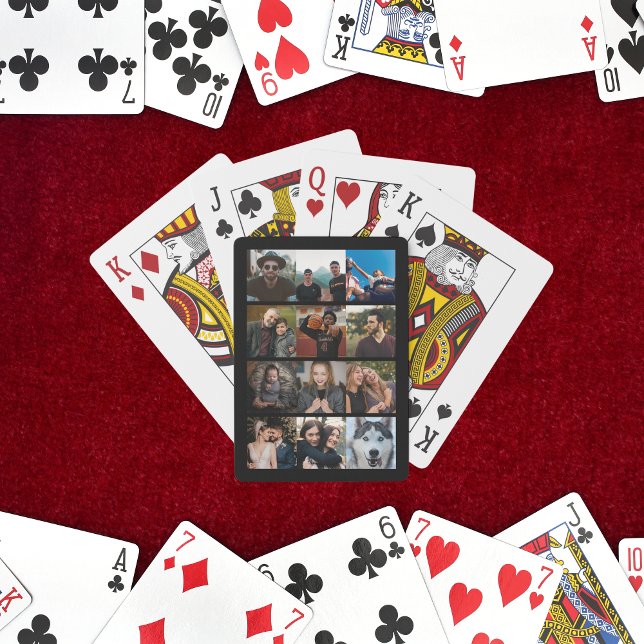 custom 12 photo collage create your own black poker cards (Creator Uploaded)