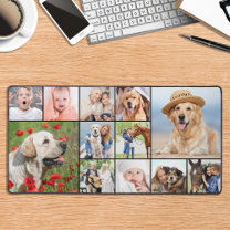 Custom 12 Photo Collage Modern Simple  Desk Mat