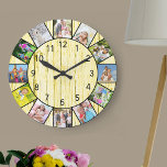 Custom 12 Photo Collage Rustic Cream Wood Round Large Clock<br><div class="desc">Create your own unique wall clock. This vintage cream wood look design has black numbers and will look great with both modern and rustic farmhouse decor. The photo template is set up ready for you to add 12 of your favorite photos. Add your pictures working clockwise from the top and...</div>