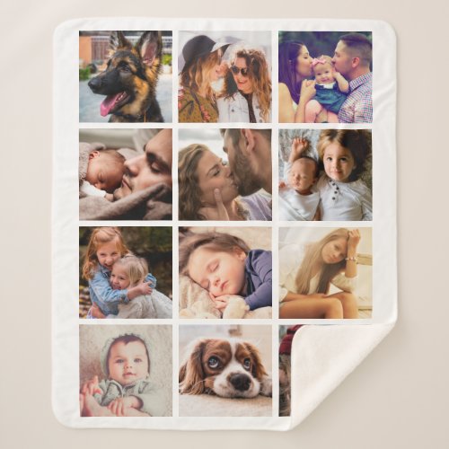 Custom 12 Photo Collage Sherpa Blanket