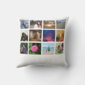 Custom 12 Photo Color Picture Collage Throw Pillow (Back)