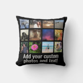 Custom 12 Photo Color Picture Collage Throw Pillow (Front)