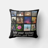 Custom 12 Photo Color Picture Collage Throw Pillow (Back)