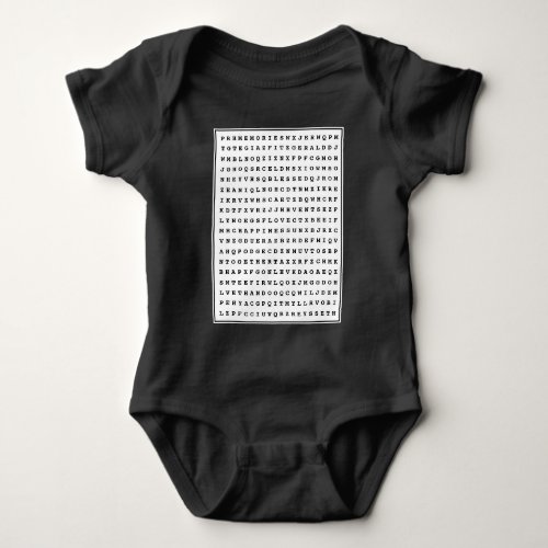 Custom 12 Word Family Word Search Baby Bodysuit