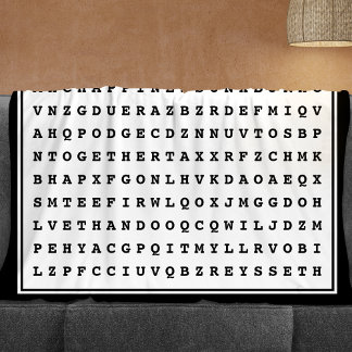 Custom 12 Word Family Word Search Fleece Blanket