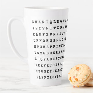 Custom 12 Word Family Word Search Kitchen Latte Mug