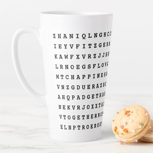 Custom 12 Word Family Word Search Kitchen Latte Mug