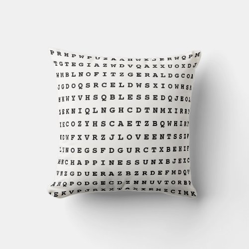 Custom 12 Word Family Word Search Throw Pillow