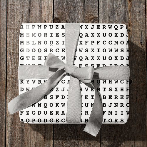 Custom 12 Word Family Word Search Wrapping Paper