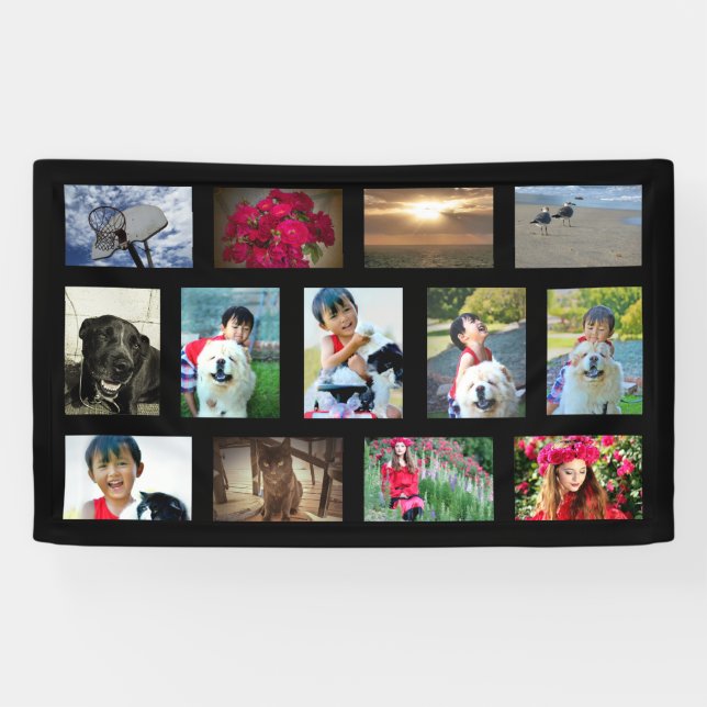 Custom 13 Photo Collage Color Picture Banner (Horizontal)