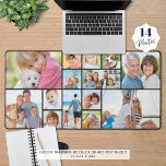 Custom 14 Photo Collage Modern Simple Desk Mat<br><div class="desc">Create your own photo desk mat utilizing this easy-to-upload unique photo collage template featuring 14 pictures of various shapes and sizes in your choice of background color. Showcase favorite pictures of family, friends, pets and vacation travels. Change color or add text to personalize in EDIT. Surround yourself with photo memories...</div>