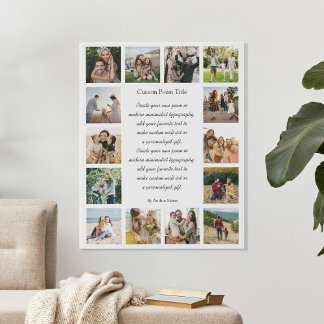 Custom 14 Photo Collage Poem Faux Canvas Print