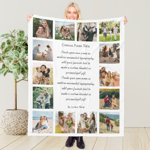Custom 14 Photo Collage Poem Fleece Blanket