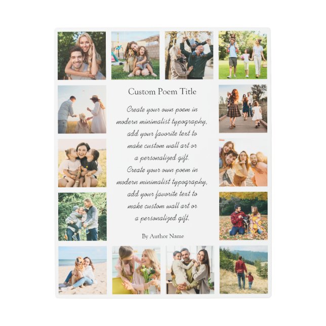 Custom 14 Photo Collage Poem Metal Print (Front)