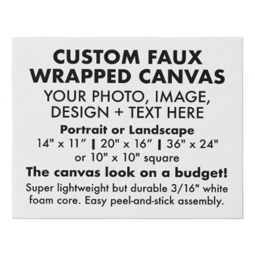 Custom 14 x 11 FAUX WRAPPED CANVAS PRINT Blank
