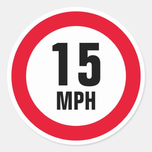 Custom 15 mph speed limit sign stickers