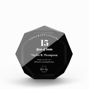 Custom 15 years of service recognition logo acrylic award