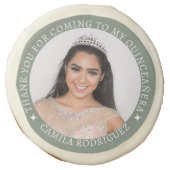 Custom 15th Birthday Sage Green Quinceañera Favors Sugar Cookie (Front)