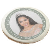 Custom 15th Birthday Sage Green Quinceañera Favors Sugar Cookie (Angled)