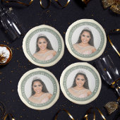 Custom 15th Birthday Sage Green Quinceañera Favors Sugar Cookie