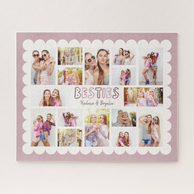 Custom 16 Photo Collage Besties Puzzle (Horizontal)