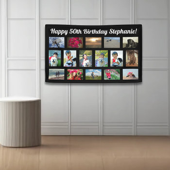 Custom 16 Photo Collage Birthday Party Banner by cutencomfy at Zazzle
