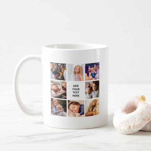 Custom 16 Photo Collage Coffee Mug - Personalized photo collage mug featuring 16 pictures of family, friends and pets.
