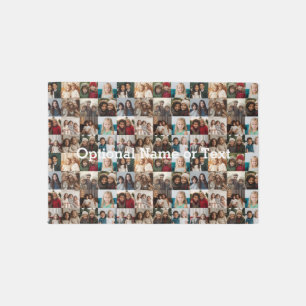 Custom 16 Photo Collage Photos All Over with Text Rug