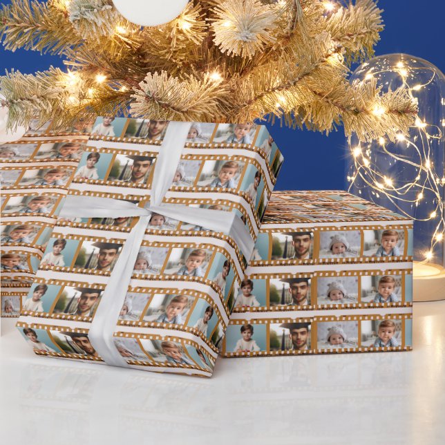 Custom 16-Photo Film Strip Pattern, All-Occasion Wrapping Paper (Holidays)