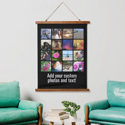 Custom 16 Photo Mosaic Picture Collage Hanging Tapestry