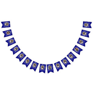 Custom 16 Photos Graduation Cap Toss, Diploma Blue Bunting Flags