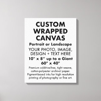 Custom 16" x 20" PREMIUM WRAPPED CANVAS Blank Print