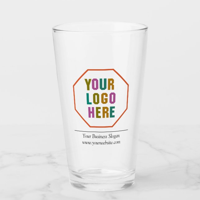 Custom 16oz pint glass with your custom logo (Front)