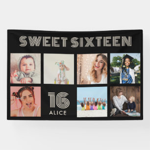 Custom 16th Birthday Party Photo Collage Banner