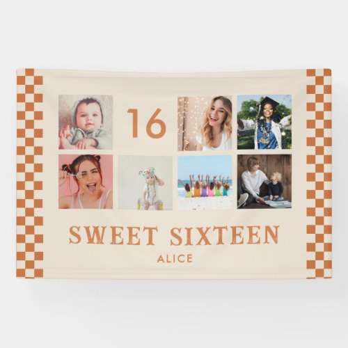 Custom 16th Birthday Party Photo Collage Banner