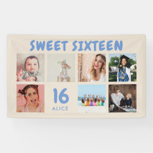 Custom 16th Birthday Party Photo Collage Banner