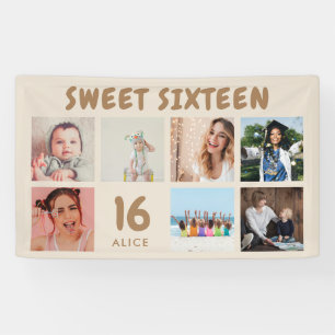 Custom 16th Birthday Party Photo Collage Banner