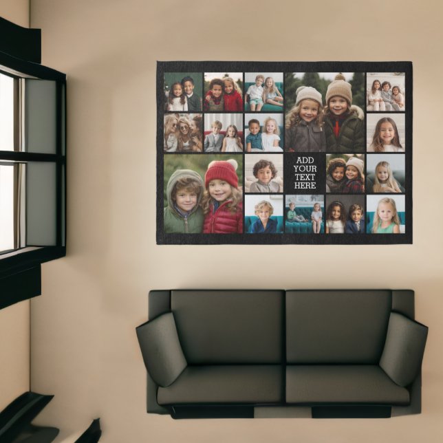 Custom 17 Photo Collage - Black - white text Rug (Insitu (Indoor 1))