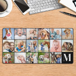 Custom 17 Photo Collage Personalized Monogram Desk Mat<br><div class="desc">This desk mat features a customizable photo collage perfect for showcasing your favorite pictures of family, pets, friends or grandparents. The modern and cute design is ideal for dog lovers, family, and friends, or anyone looking for a fun desk accessory. It's a great addition to any office space and can...</div>