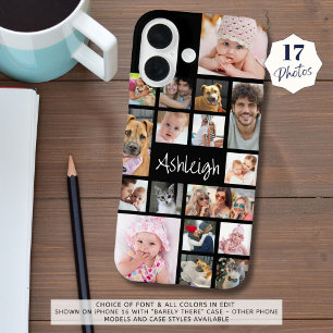 Custom 17 Photo Collage Your Color iPhone 16 Case