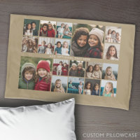 Custom 18 Photo Collage - beige - white text
