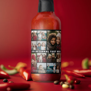 Custom 18 Photo Collage - Black - white text Hot Sauces
