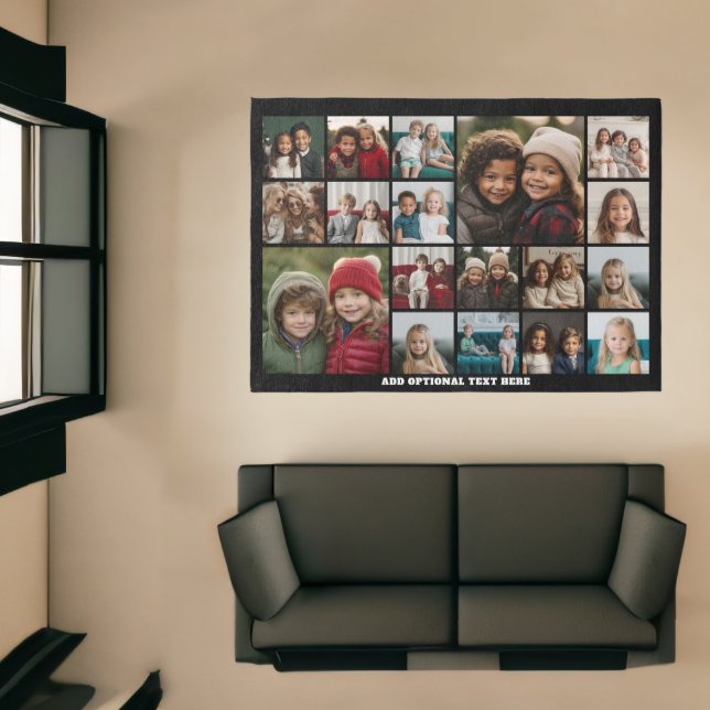 Custom 18 Photo Collage - Black - white text Rug (Insitu (Indoor 1))