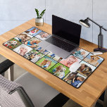 Custom 18 Photo Collage Modern Simple  Desk Mat<br><div class="desc">This desk mat features a customizable photo collage perfect for showcasing your favorite pictures of family, pets, friends or grandparents. The modern and cute design is ideal for dog lovers, family, and friends, or anyone looking for a fun desk accessory. It's a great addition to any office space and can...</div>