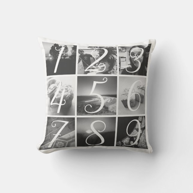Custom 18 Photo Create Your Own Throw Pillow (Front)