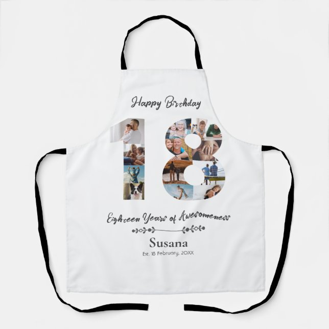 Custom 18th Birthday Apron with Photo Collage  (Front)