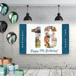 Custom 18th Birthday Party Photo Collage Banner<br><div class="desc">Create your own photo collage banner for a 18th Birthday Party. The template is set up for you to add your custom name or wording and your favorite photos. Your photos will automatically appear as a photo collage in the shape of the number 18. The banner has ocean blue borders...</div>