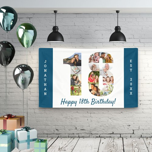 Custom 18th Birthday Party Photo Collage Banner