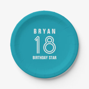 Custom 18th Year Birthday Custom Color V14M Paper Plates